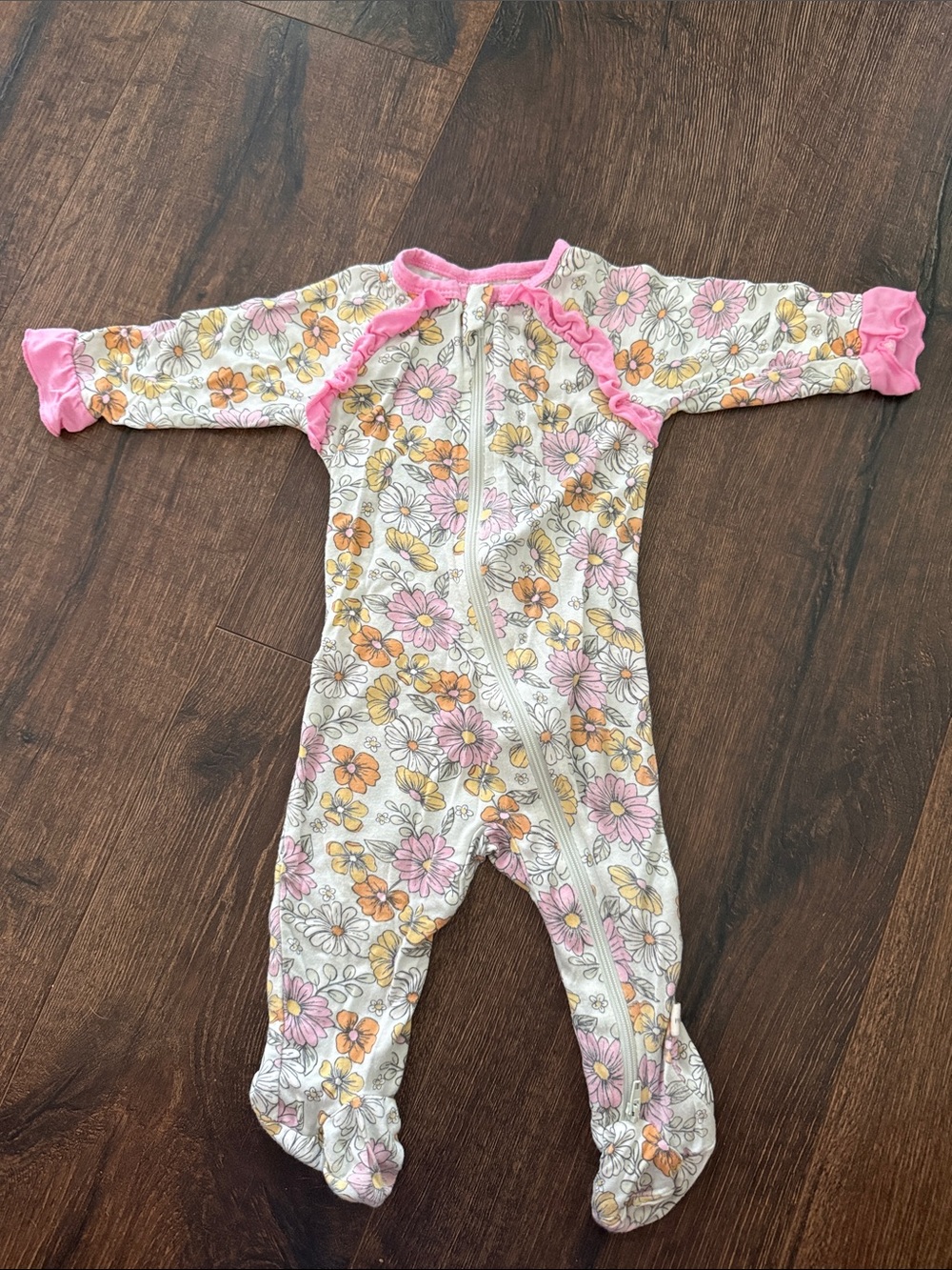 Milkberry Bamboo Pink Floral Footed One-Piece Romper for Babies